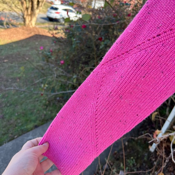 NWT Talbots Pretty Pink Multicolored Flecks Diamond Weave Cowl Neck Sweater - Picture 4 of 6